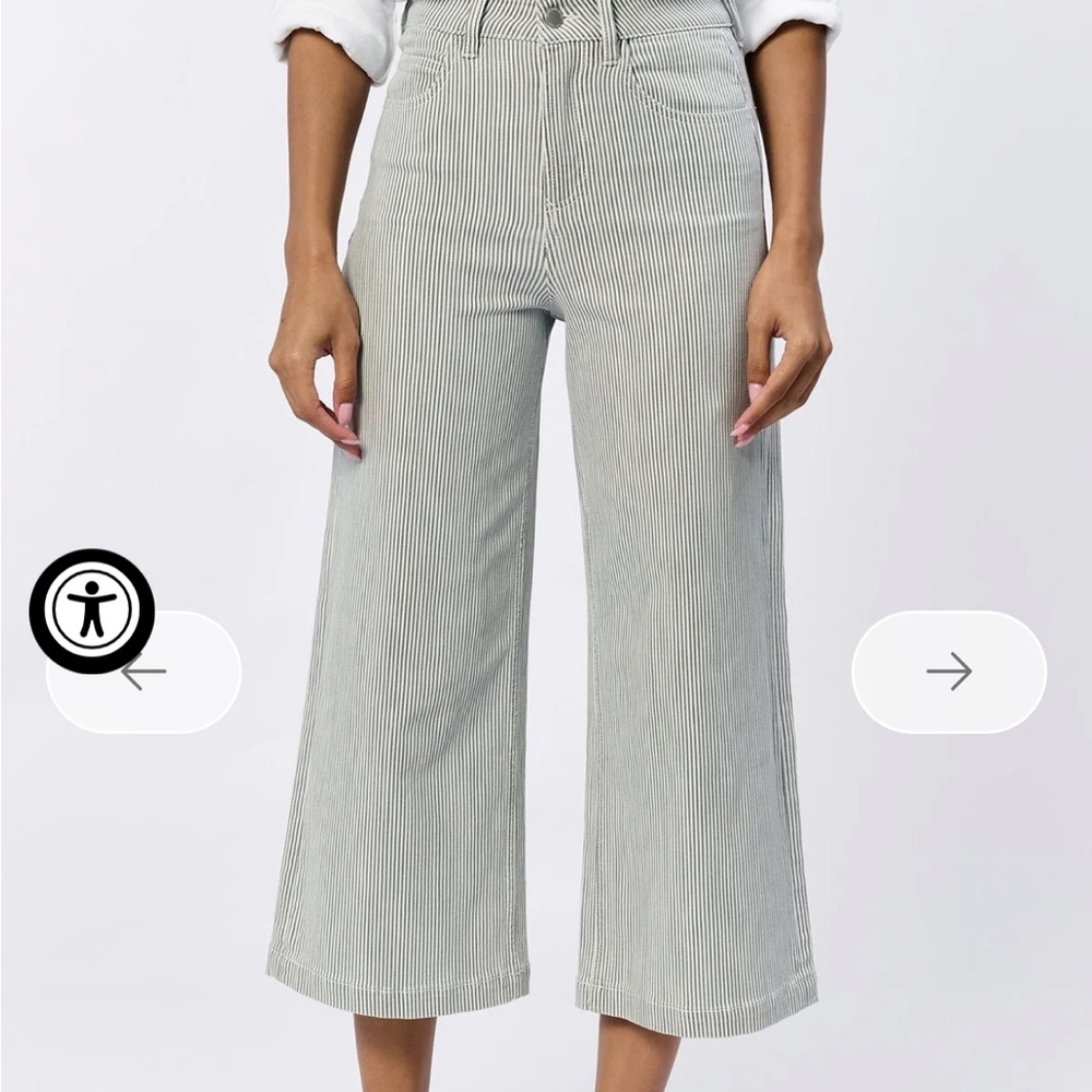 Dear John Light Blue Pinstripe Wide Leg Crop Jeans